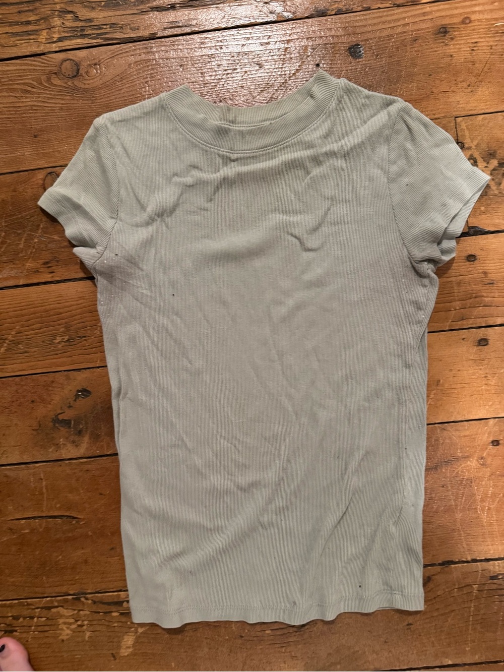 a new day Sage Ribbed Short Sleeve Crewneck Top